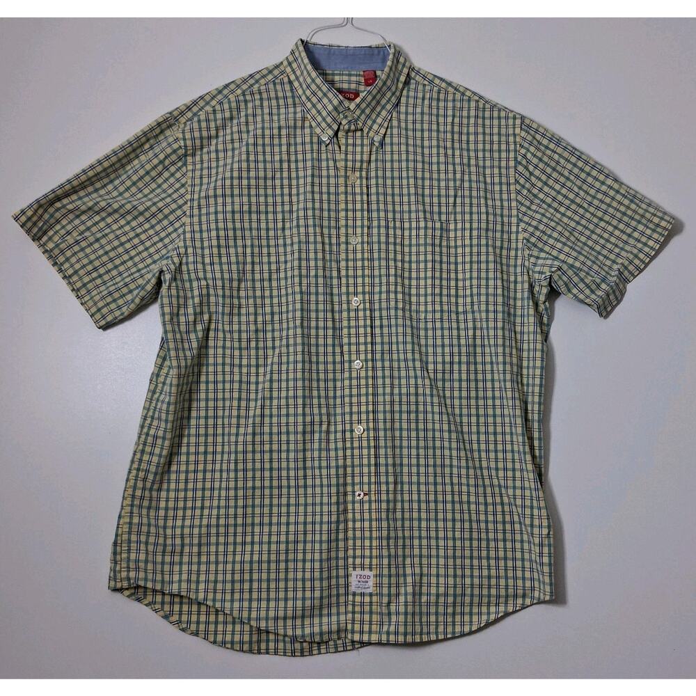 IZOD Saltwater Mens Size L Shirt Multicolor Plaid Long Sleeve Button-Down Cotton